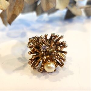 Vintage 70s Gold Dandelion Ring